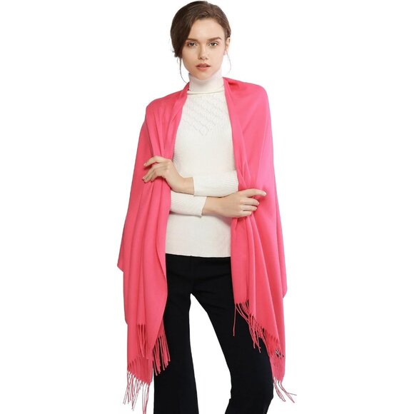 ⚡Women's Coral Pashmina Shawls Evening Dress Bridesmaid Winter Warm Long Scarf - Picture 1 of 8